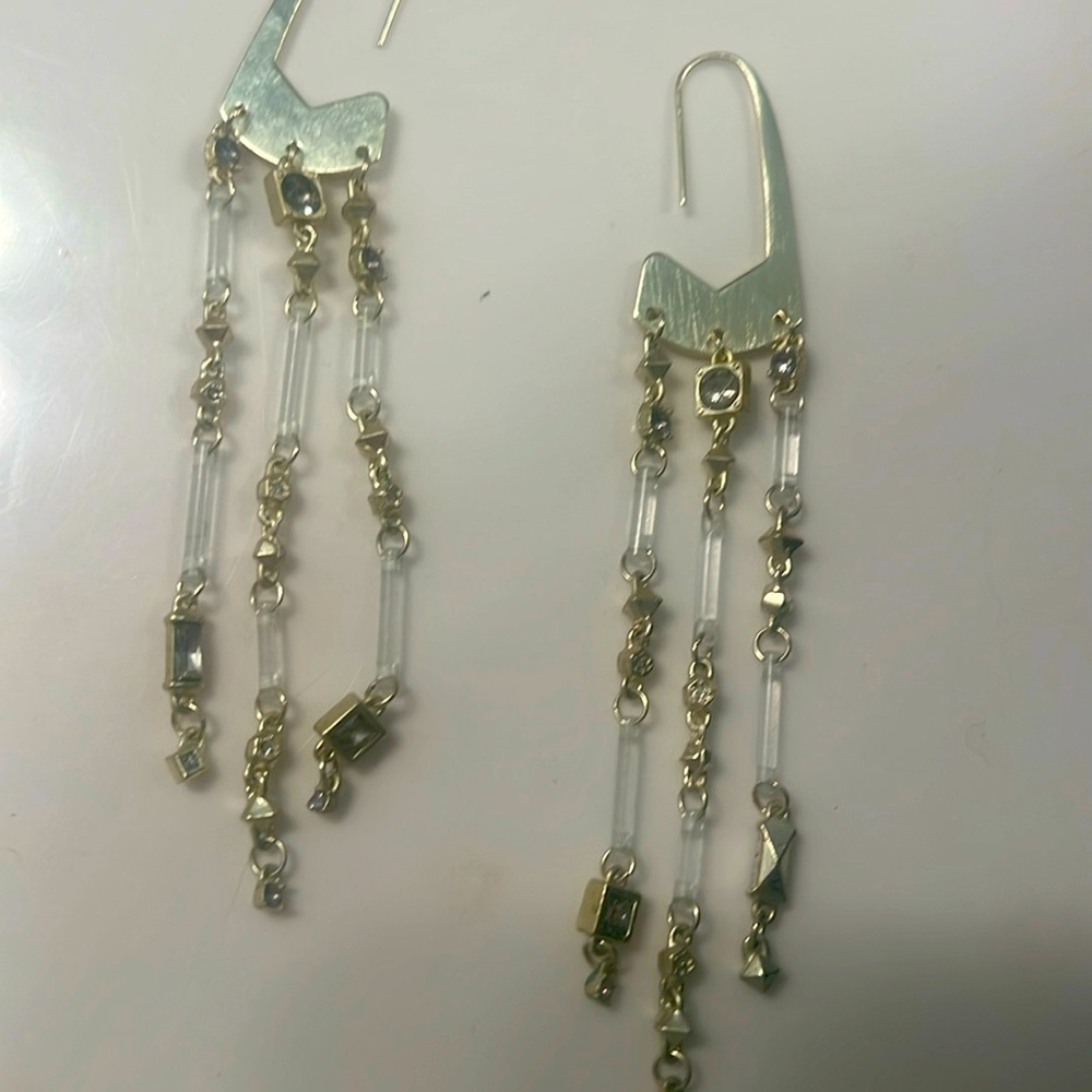 Kendra Scott gold rhinestones and lucite 4” earrings!